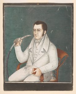 Portrait of George Potter smoking a hookah, c.1828 by Indian School