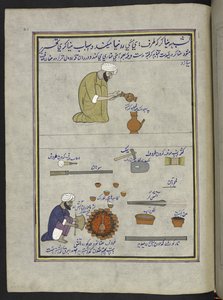 Pot-enamellers, 86 drawings bound into a volume depicting trades and occupations in Kashmir, Craftsmen are shown at work with their implements and equipment, By a Kashmir artist, probably at Srinagar, c.1850-60 by Indian School
