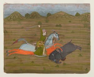 Prince Hunting Wild Boar by Indian School