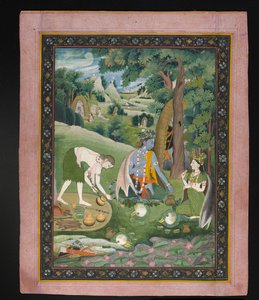 Rama, Lakshmana, and Sita Cooking and Eating in the Wilderness, c.1820 by Indian School
