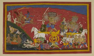 Rama Attacks from Hanuman’s Back; Ravana Wounded Retreats by Indian School