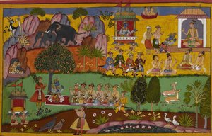 Rama Visits Sage Agastya in the Dandaka Desert, Who Invites Him to Stay the Night by Indian School
