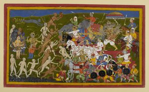 Ravana Advances Against the Monkeys, Rama and Lakshmana Wait in Reserve by Indian School