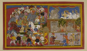 Ravana grieves, restrains rage against Sita, and readies for battle by Indian School