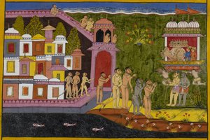 Ravana seeks Bali and learns he is at the southern ocean by Indian School