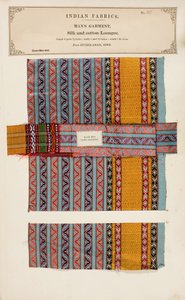 Silk and cotton Loongee sample from Hyderabad in Sind, from The Collection of the Textile Manufacturers of India, by John Forbes Watson, published in 1866 by Indian School
