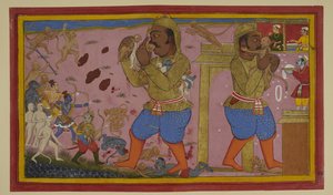 Sugriva wounds Kumbhakarna; he fights back as Rama and allies advance by Indian School