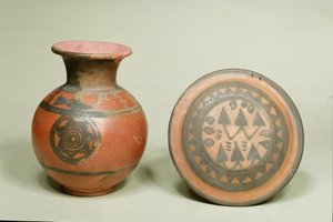 Terracotta pot and lid by Indian School