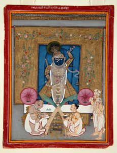 The Adoration of Krishna as Shrinath ji by Indian School