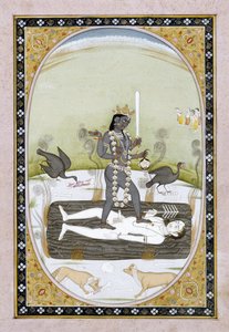 The Goddess Kali Represented in a Kangra Painting by Indian School