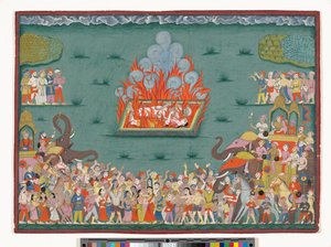 The Sati of Ramabai, Wife of Madhavrao Peshwa, c.1772-75 by Indian School