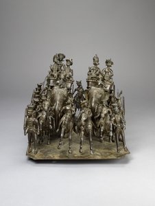 The cavalcade of the King of Oudh riding with the British Resident on elephants, c.1820 by Indian School