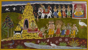 The Creatures Plead with Brahma, Who Revives Hanuman, and the Gods Grant Him Great Strength by Indian School