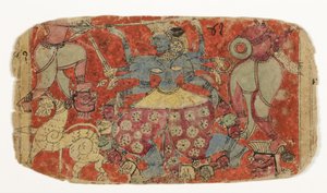 The goddess Kali battles demons, from Durga attacking the demons Shambha and Nishumbha by Indian School