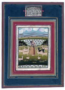 Todi Ragini - A Lady Playing a Vina in a Landscape with Animals
