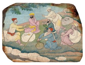 Travellers enjoying music by the wayside by Indian School