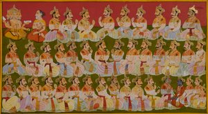 Vasistha recounts the full genealogy of the Ikshvaku dynasty by Indian School