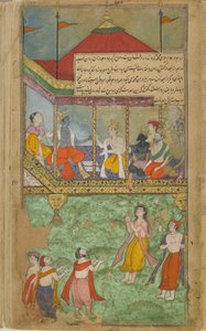 Bharata comes to greet Rama, who is acclaimed by the people of Ayodhya by Indian School