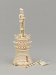 White rook, chess piece, India, 1820
