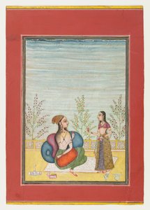 Woman and attendant, c.1700-10 by Indian School