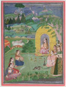 Yoginis (female Hindu ascetics) in a landscape, Bikaner School, c.1680 by Indian School