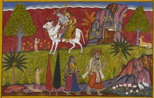 Shiva and Parvati Grant the Infant Sukesha Immortality and Instant Adulthood by Indian School
