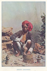 Indian Natives: Snake Charmer (colored photo)