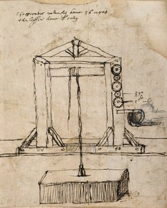 Diagram for a pulley lifting masonry by Inigo Jones