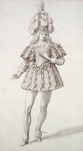 Masquer with feathers and plume by Inigo Jones