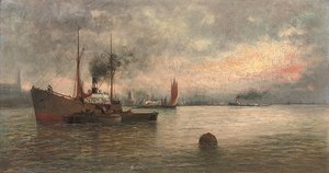 Unloading Cargo in a Harbour, 1871