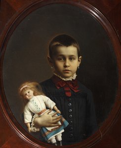 Portrait of a Girl With Doll In Her Hand by Volkov, Iosif Petrovich by Iosif Petrovich Volkov
