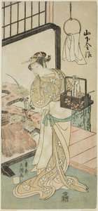 The Actor Yamashita Kinsaku II as Oume, Wife of Kisaku, in the Play Nue no Mori Ichiyo no Mato, Performed at the Nakamura Theater in the Eleventh Month, 1770