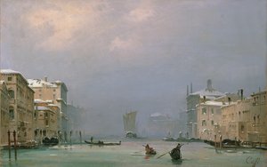 Grand Canal with Snow and Ice by Ippolito Caffi
