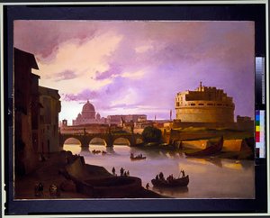 View of Castel Sant Angelo from the Tiber with St Peters in the Background, View of the Coliseum