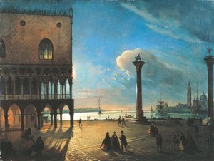 Piazzetta San Marco in Moonlight, Venice by Ippolito Caffi