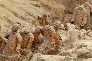 Scenes of the various warriors in the Pit 1 area at the Terra Cotta Warrior Museum by Ira Block
