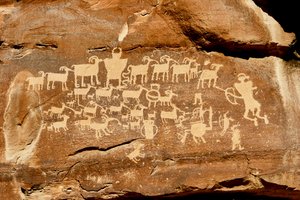 In Cottonwood Canyon off Nine Mile Canyon the Great Hunt Panel by Ira Block