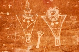 Rock art image around Thompson Canyon. The panels are Fremont style by Ira Block