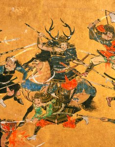 Samurai - 2 panels depicting a detail scene from the Battle of Osaka by Ira Block