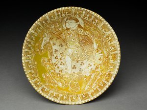 Bowl with Horseman and Pseudo-Kufic Inscription