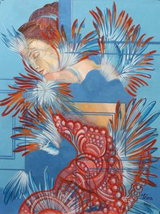 Red Dress and Chickadees, 2015 by Irina Corduban