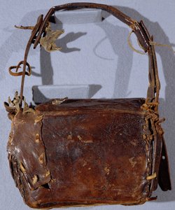 The Corpus Christi Book Satchel or Budget, viewed from the back, Irish by Irish School