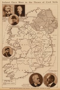Map of Ireland showing the Unionist counties of Ulster by Irish School