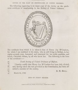 The Seal of the Society of United Irishmen of Belfast by Irish School