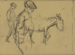 Two Studies of a Donkey Boy and a Donkey