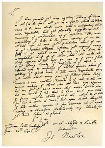 Letter from Sir Isaac Newton to William Briggs, 20th June 1682