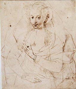 Portrait of an Unknown Lady, formally called Lucy Harrington, Countess of Bedford, a sketch for a miniature (No.3902) c.1605