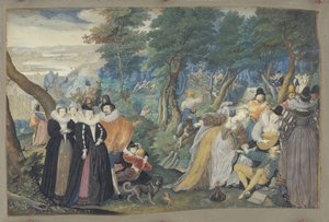 A Party in the Open Air. Allegory on Conjugal Love by Isaac Oliver I