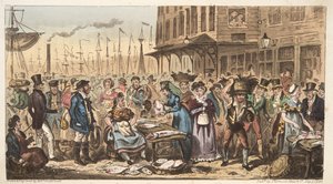 A Frolic in High Life, or a Visit to Billingsgate, from The English Spy by Isaac Robert Cruikshank