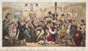 The Hall of Infamy, alias Oyster Saloon in Brydges-Street, or New Covent Garden Hell, from The English Spy